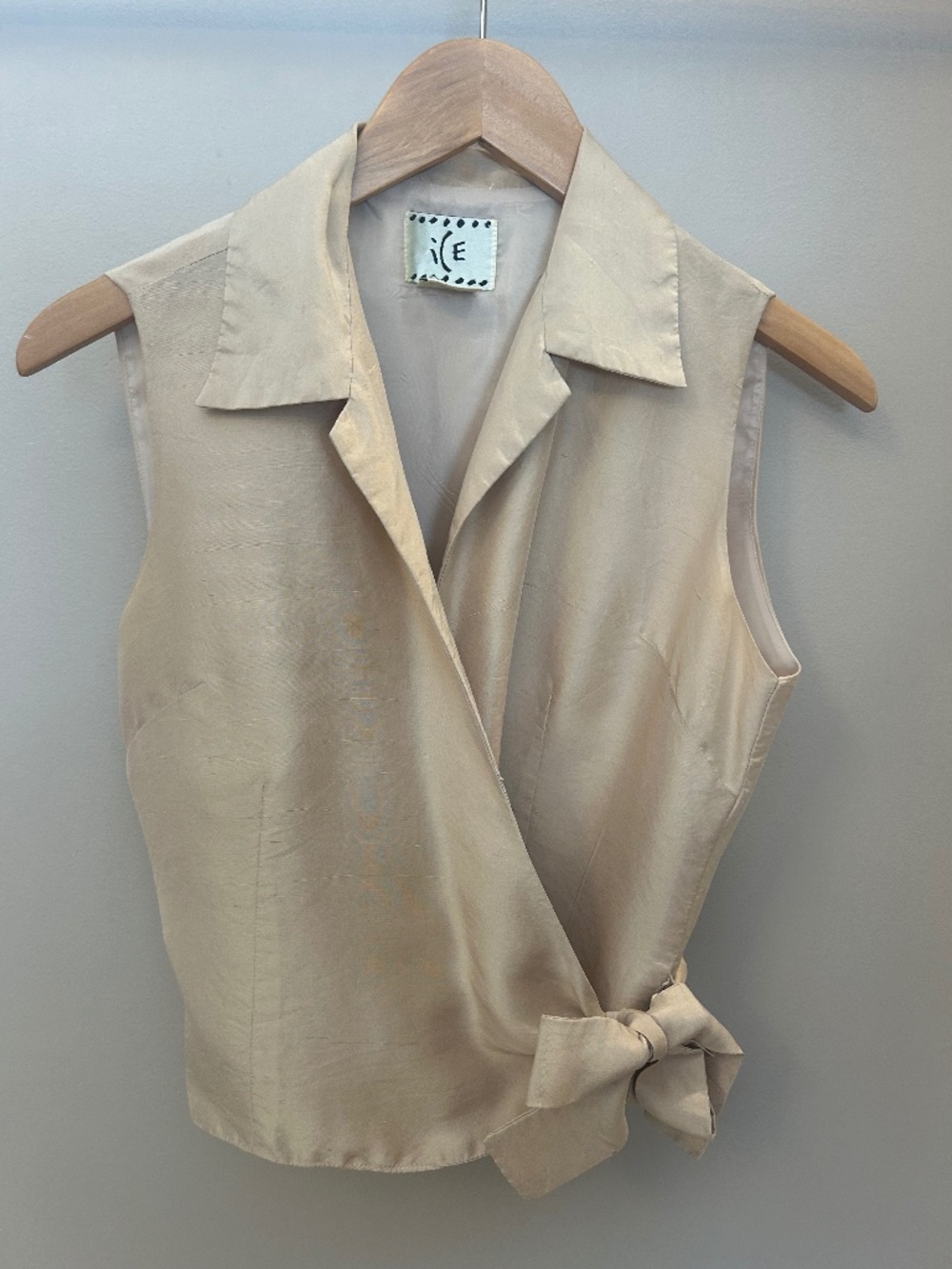 Vintage Silk Wrap Top Sleeveless Small